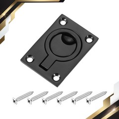 Flush Ring Pull 2.48″ x 1.73″ Square Recessed Door Pull with Screws Black