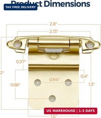 4 Pack (2 Pairs) 3/8 Inch Inset Cabinet Hinges, Self-Closing Face Mount Hinges w