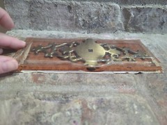 NOS Amerock T-704 Brass Cabinet Door Drawer Knob Backplate Large 3″ x 6-3/8″