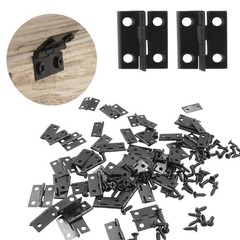 Murtenze 50Pcs Black Mini Hinges for Box Decoration, 18 x 18 x 15mm,