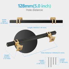 Cabinet Pulls Matte Black and Gold Cabinet Handles, 10 Pack 5 Inch Kitchen Do…