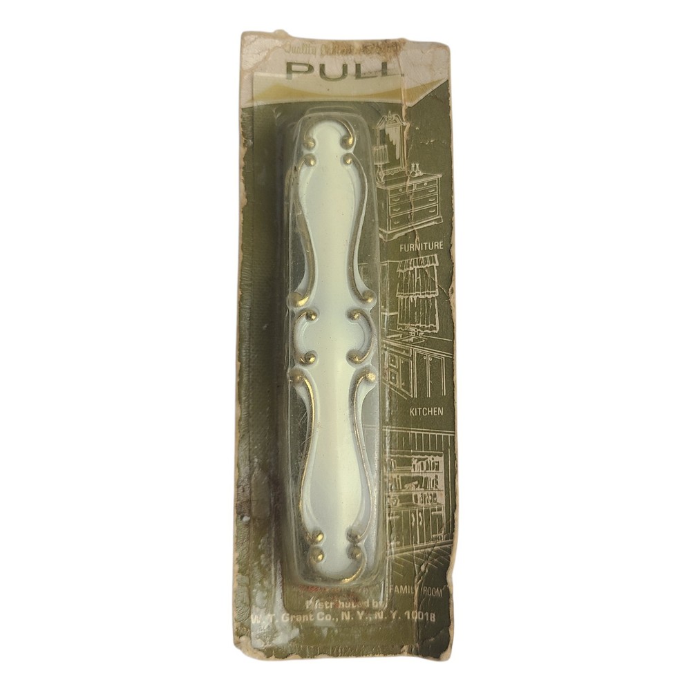 Vintage W.T. Grant NOS Brass Drawer Cabinet Pull Handle Brass French Provencial