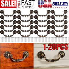1~20PCS Vintage Drop Bail Dresser Pull Handle Drawer Pulls Rustic Antique Bronze