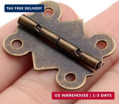 4-Pack Small Butterfly Hinges, Antique Brass Jewelry Box Hinges for Cabin