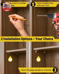 50 Pcs L-Shaped Shelf Support Pegs, 6mm Cabinet Shelf Pins with Rubber Sleeves,