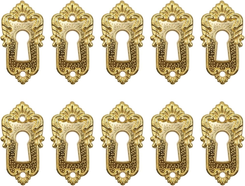 10 Pcs Gold Keyhole Zinc Alloy Keyhole Cover 1-4/5″L x 1″W Keyhole Plate for Ca
