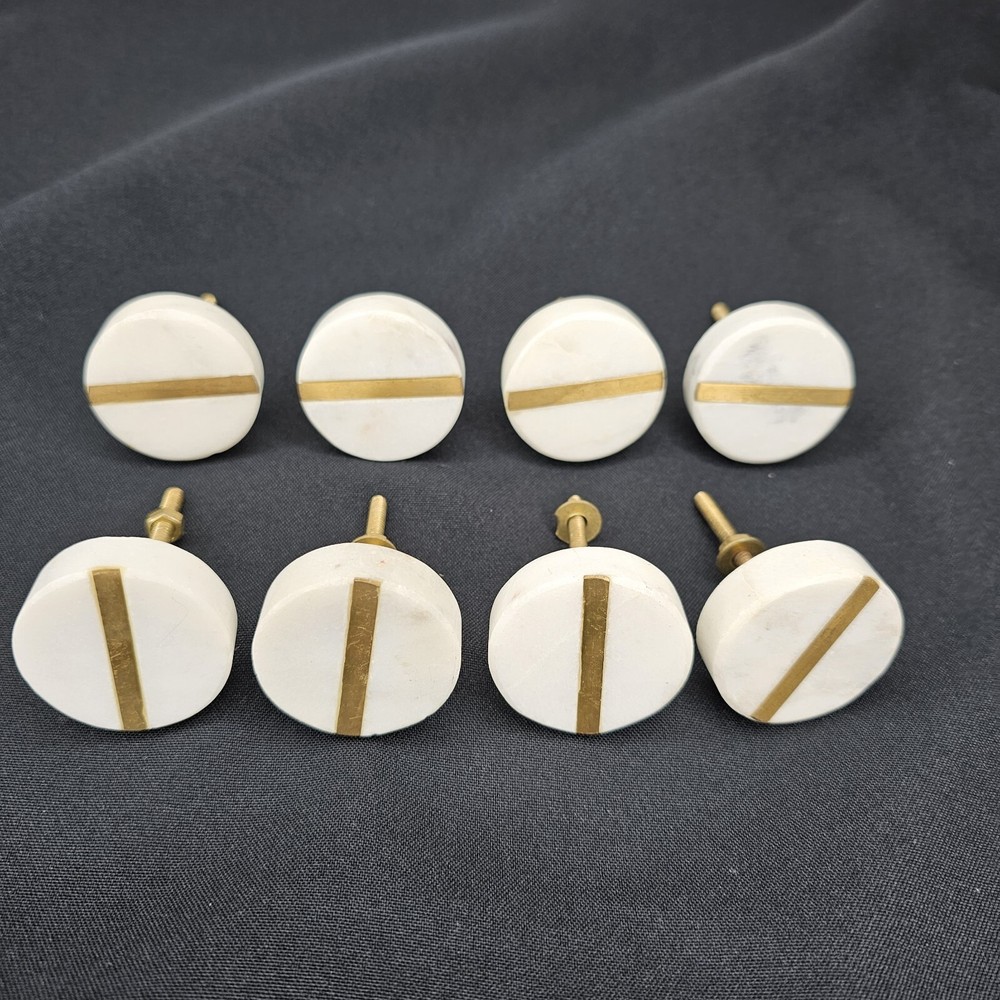 Round White Stone Quartz With Gold Tone Inlay Drawer Knob Pulls Hobby Lobby Lot