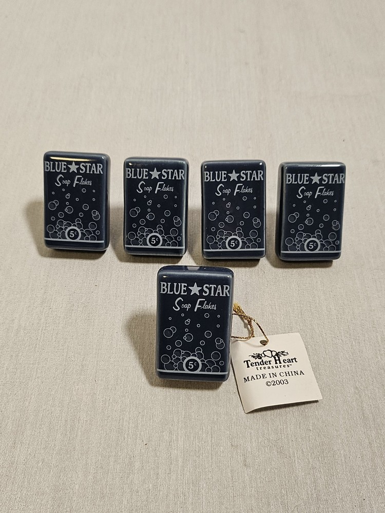 Tender Heart Vintage Cabinet Pulls Lot Of 5 – Blue Star Soap Ceramic Large Blue