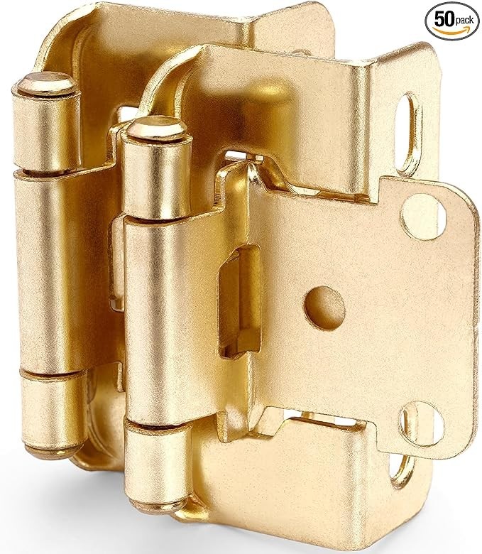 50 Pack 1/2″ Overlay Brushed Gold Cabinet Hinges for Cabint Doors (25 Pairs) …