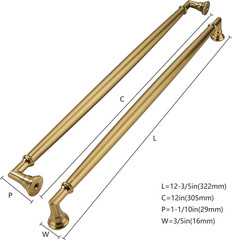 5 Pack 12 Inch(305Mm) Brushed Brass Cabinet Pulls Heavy Duty Drawer Handles