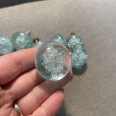 10 Bubble Glass Pulls Knobs (light blue tint color)