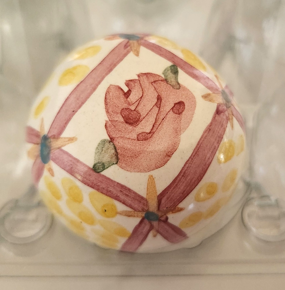 Vintage MACKENZIE-CHILDS (1) Handmade Rose Striped Dotted Drawer Knob Pull