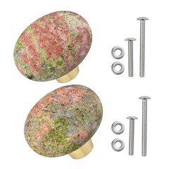Set of 4 Oval Shape Crystal Stone Cabinet Drawer Knobs, Healing Chakra Cupboa…