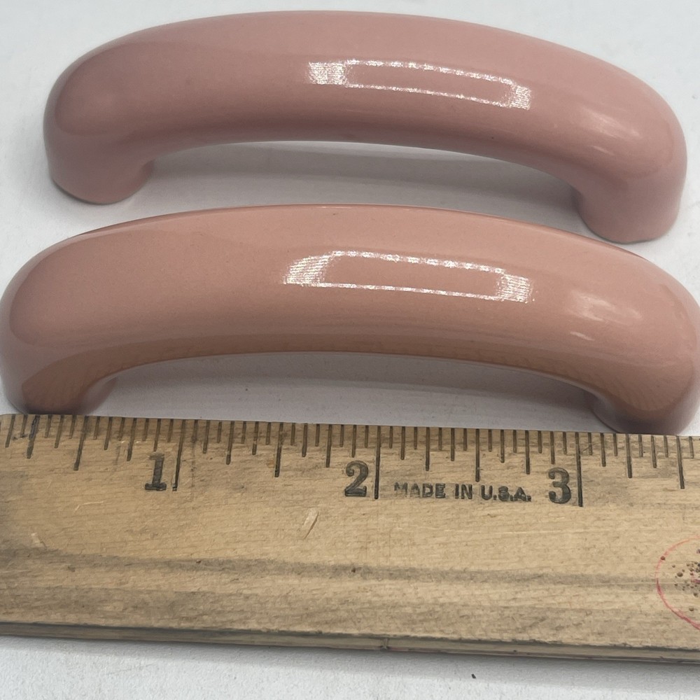 Lot of 2 Vtg Porcelain Rose Drawer Pulls Unmarked NO Screws