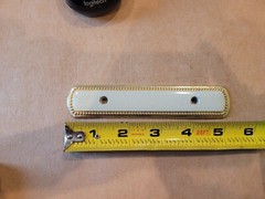 Vintage AJAX Polished Brass Cabinet Backplate For Drawer Pulls–3 in CC.