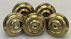Polished Brass Cabinet Drawer Knobs Pulls Set of 5 1 3/4″
