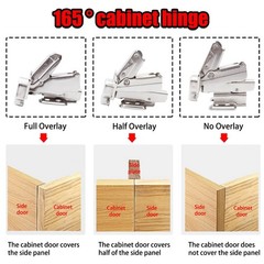 Adyoney 2Pcs 165 Degree Half Overlay Cabinet Hinges, Lazy Susan Hinge, Silver