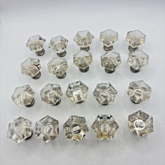 Drawer Pulls Knobs Faceted Acrylic Faux Crystal Satin Nickel And Clear Set Of 20