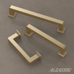 Alzassbg 6 Pack Brushed Gold Cabinet Pulls, 3 Inch(76mm) Hole Centers Cabinet Ha