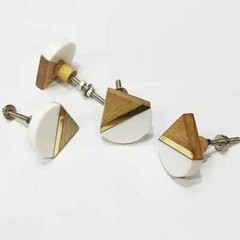 Wooden Resin Knobs Cabinet Knob Drawer Pulls Handmade Decorative Screw Set Of 6