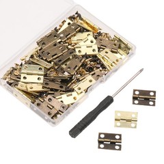 60Pcs Small Brass Antique Mini Hinges, Stainless Steel Folding Butt Miniature…