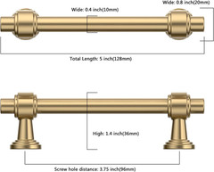 10 Pack 3.75″(96mm) Champagne Gold Cabinet Pulls Kitchen Cabinet Handles Brushed