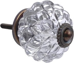 Clear Textured Glass Vintage Cabinet Knob kitchen bathroom pull w/ bronze facet