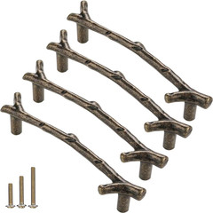 4PCS Branch Pulls Vintage Tree Twig Branch Cabinet Knobs Pull Handle,3.8″ CC Zin