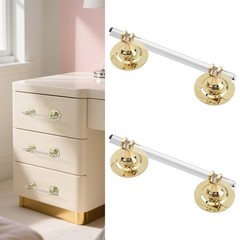 Clear Acrylic Adhesive Cabinet Furniture Pulls Self Stick Knobs Gold 190mm