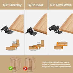 50 Pack 25 Pair Black Cabinet Hinges – 3/8 inch Inset 3/8″ Inset,