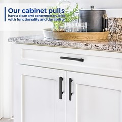 Matte Black Square Cabinet Handles Stainless Hardware 4 In 62/5 In 30 PCS