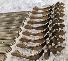 9 Vintage Amerock Carriage House Cabinet Drawer Pulls Handles & Back Plates