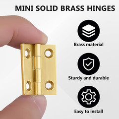 Mini Solid Brass Hinges Cabinet Drawer Butt Hinges for Jewelry Chest Wood Box,1/