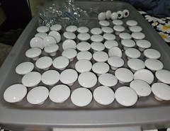 59 Vintage White Porcelain Drawer Cabinet Knobs Made in Japan 1.5 inches +screws