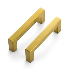 12 Pack Brushed Brass 3.5 In Kitchen Square Cabinet Drawer Pull Handles Box