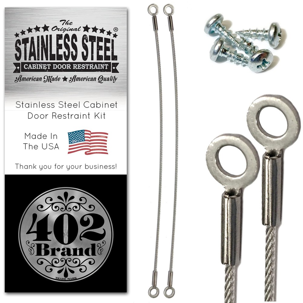 Stainless Steel Cabinet Door Restraint Cable Hinge Limiter Swing Restrictor Kit