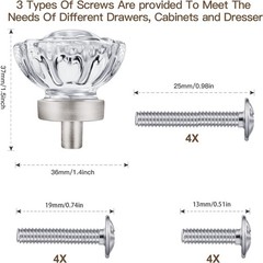 4pk Brushed Nickel Crystal Glass Knobs