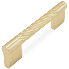 10 PCS 3.75 Inch Brushed Brass Knurled Cabinet Pulls Gold Drawer Hardware