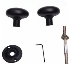 A29 Porcelain Rim Lock Door Knob Set 2 1/4″ Black Powder Coat Finish