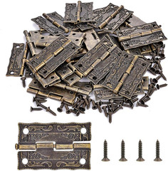 40Pcs Bronze Jewelry Box Hinges with Screws Vintage Antique Wooden Box Repair