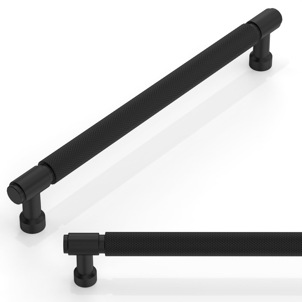 Talentedeco 10 Pack Matte Black Knurled Cabinet Pulls 7.5 Inch(192mm) Kitchen