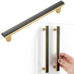 Black and Gold Cabinet Pulls 6-1/4 In Hole Distance Matte Black & Gold 5 Pack