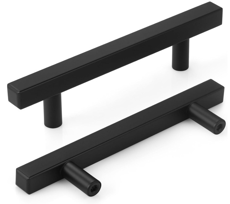 Juego de 30 tiradores cuadrados de 6″ para gabinetes, acabado negro mate, centro