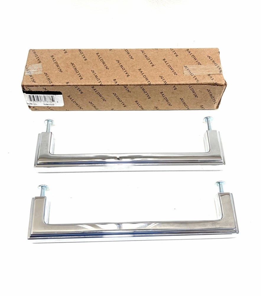 Lot Of 2! Baldwin 4427 260 BIN Raised Chrome 6″ Handle Cabinet Pull, Estate