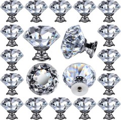 25 pcs Crystal Glass Knobs Drawer Pulls Kitchen Bathroom Cabinet Dresser