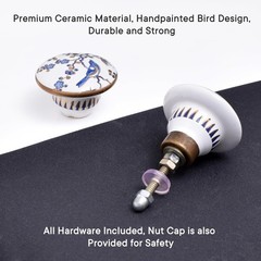 Blue and Gold Drawer Pulls for Cabinet Knobs Designer Bird Kids Modern Ceramic