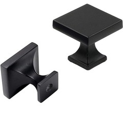 1.1 inch Square Knob Black Kitchen Bathroom Drawer Door Pull Zinc Alloy 7 Pc