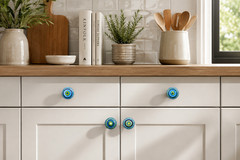 10 handmade Marrakesh blue mosaic drawer knobs cabinet ceramic fast ship