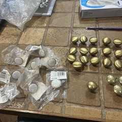 Lot Of 28 Vintage Brass Drawer Knobs Cabinet Pulls Hardware Mixed