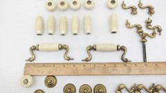 Ceramic & Brass Drawer Pulls Swinging Handles & Knobs Mixed Lot of 46 Pieces
